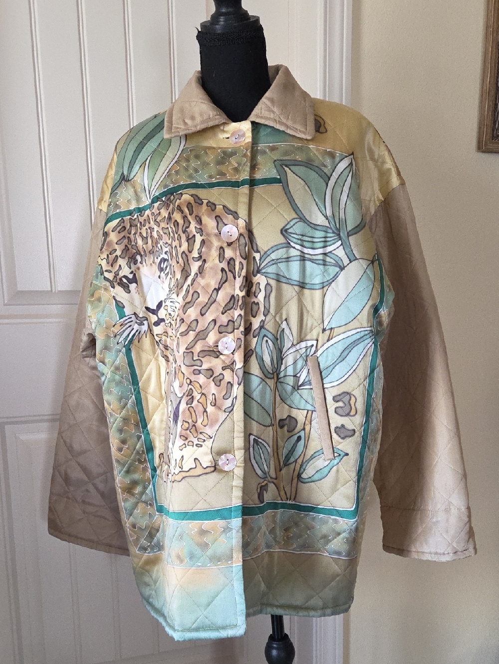 Vintage Mureli Colorful Animal Print 100% Silk Jacket, Size L